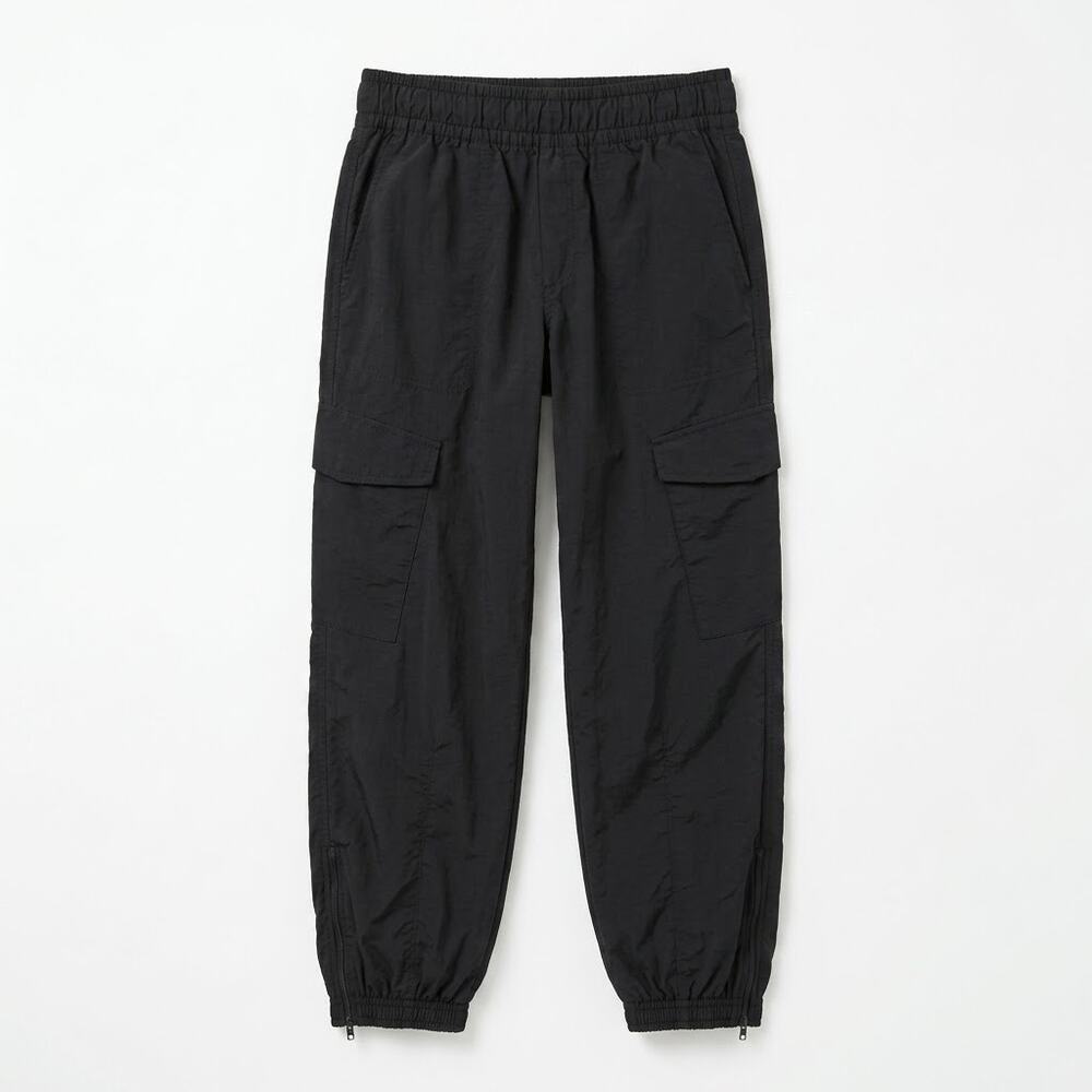 Old Navy High Waisted Cargo Parachute Joggers Black Ankle Zip Womens Small